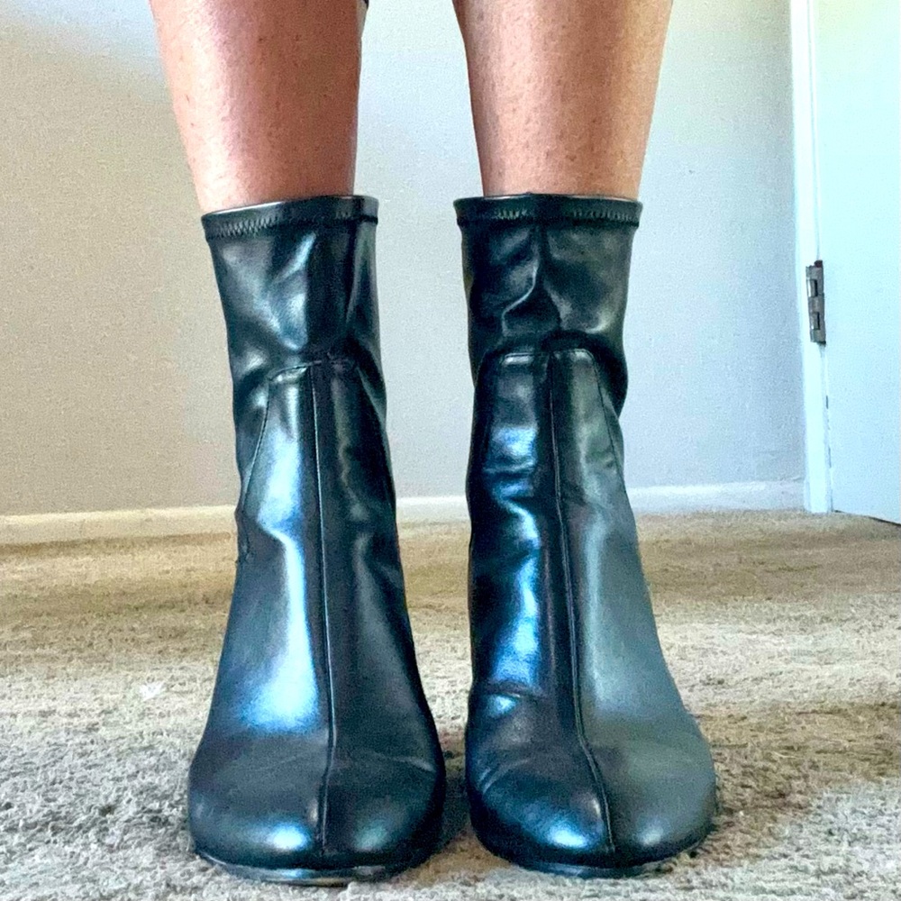 Zara Black Leather Basic Ankle Boot. Zip Back. Si… - image 2